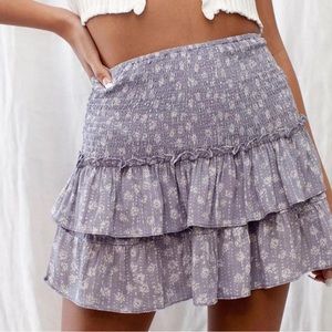 purple lavender ruffle mini skirt